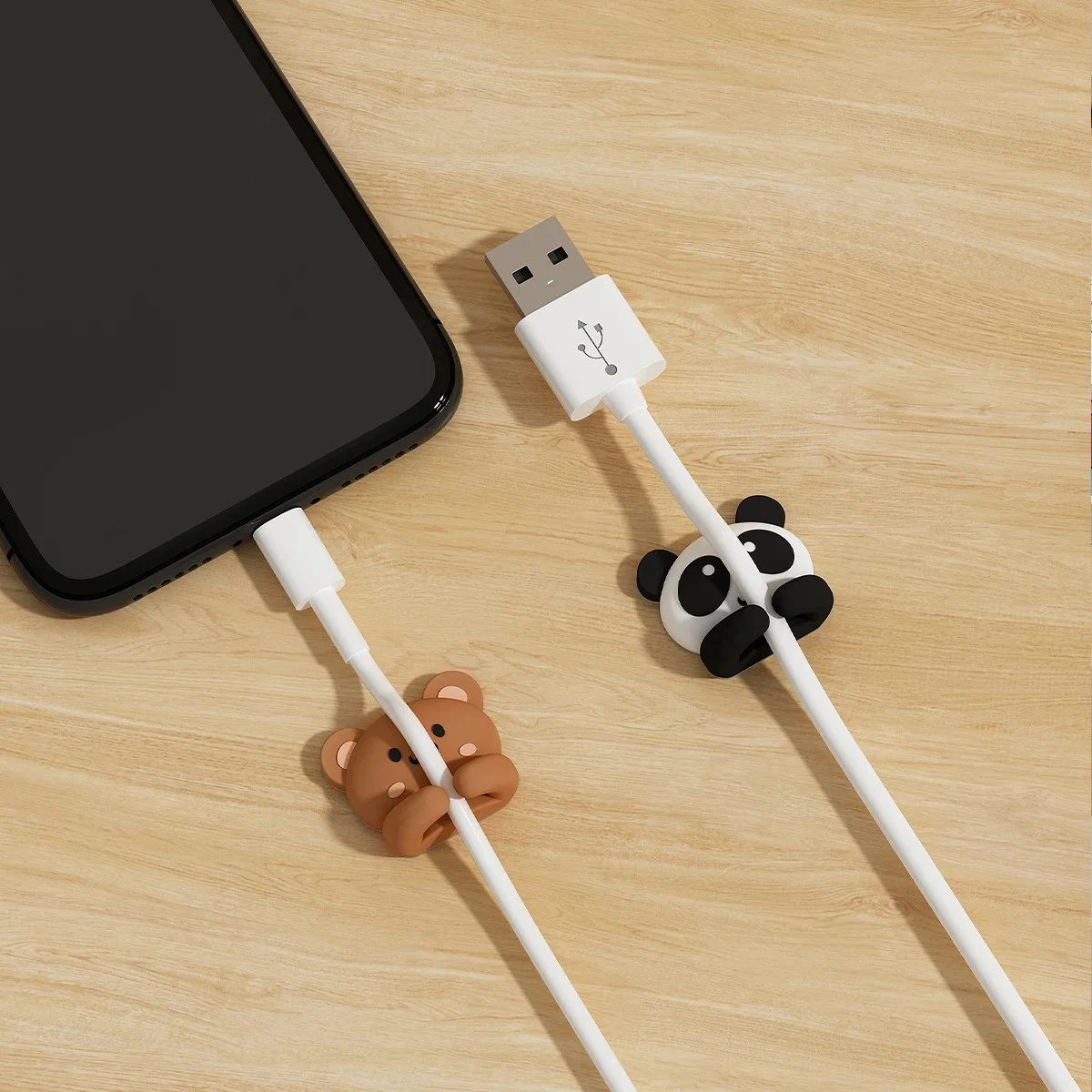 WORTHBUY 귀여운 데스크탑 케이블 관리자 자체 접착식 와이어 코드 관리 USB 데이터 케이블 클립 홀더 사무실 책상 액세서리