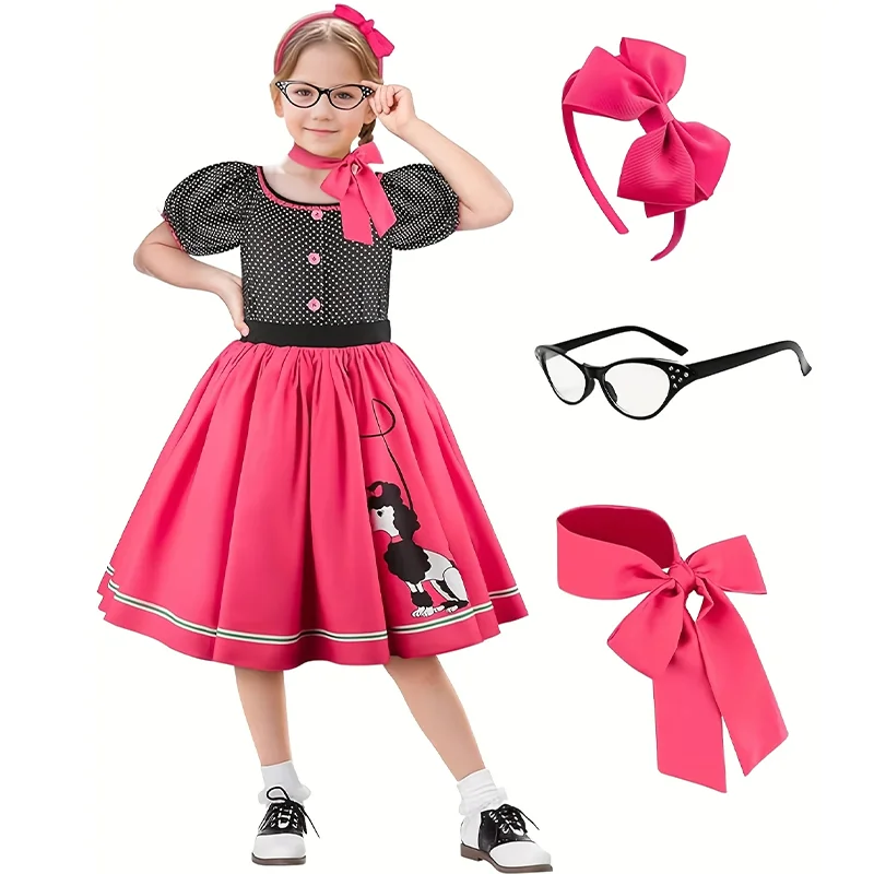 Kids 1950s Poodle Skirt Costume 1