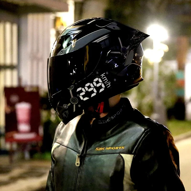 thumbnail image 1 of Casco de motocicleta AIS con certificación DOT, casco integral para hombre, doble lente de color, capacete para motocicleta, casco para motocicleta BMW, 1 of 4