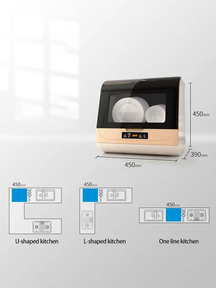 Full-automaticsmall Air Drying Dishwasher Without Installation Tabletop Dishwasher 440*450*400mm 5