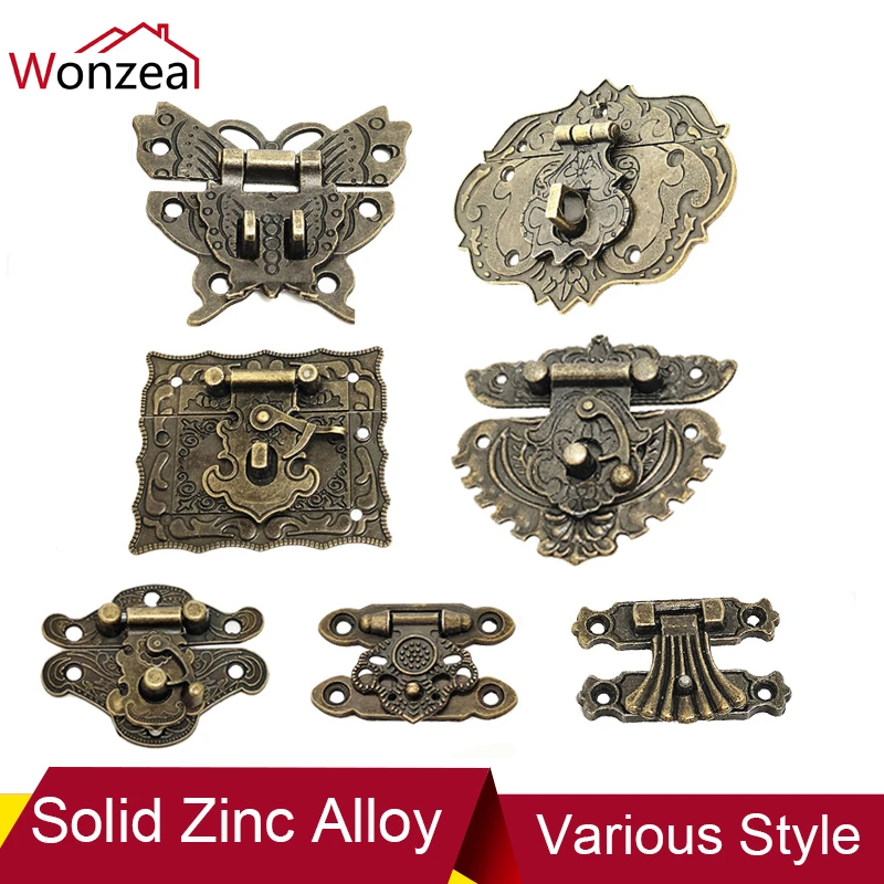 Hasp Antique Bronzed Vintage Style Decorate Brass Box Buckle Latch