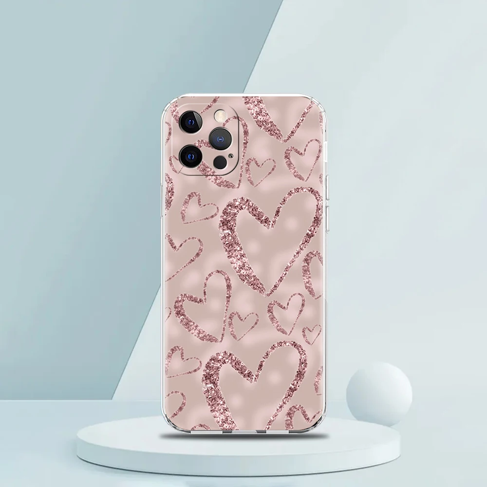 Gold Rose Love Heart Luxury Soft Silicone Clear Phone Case