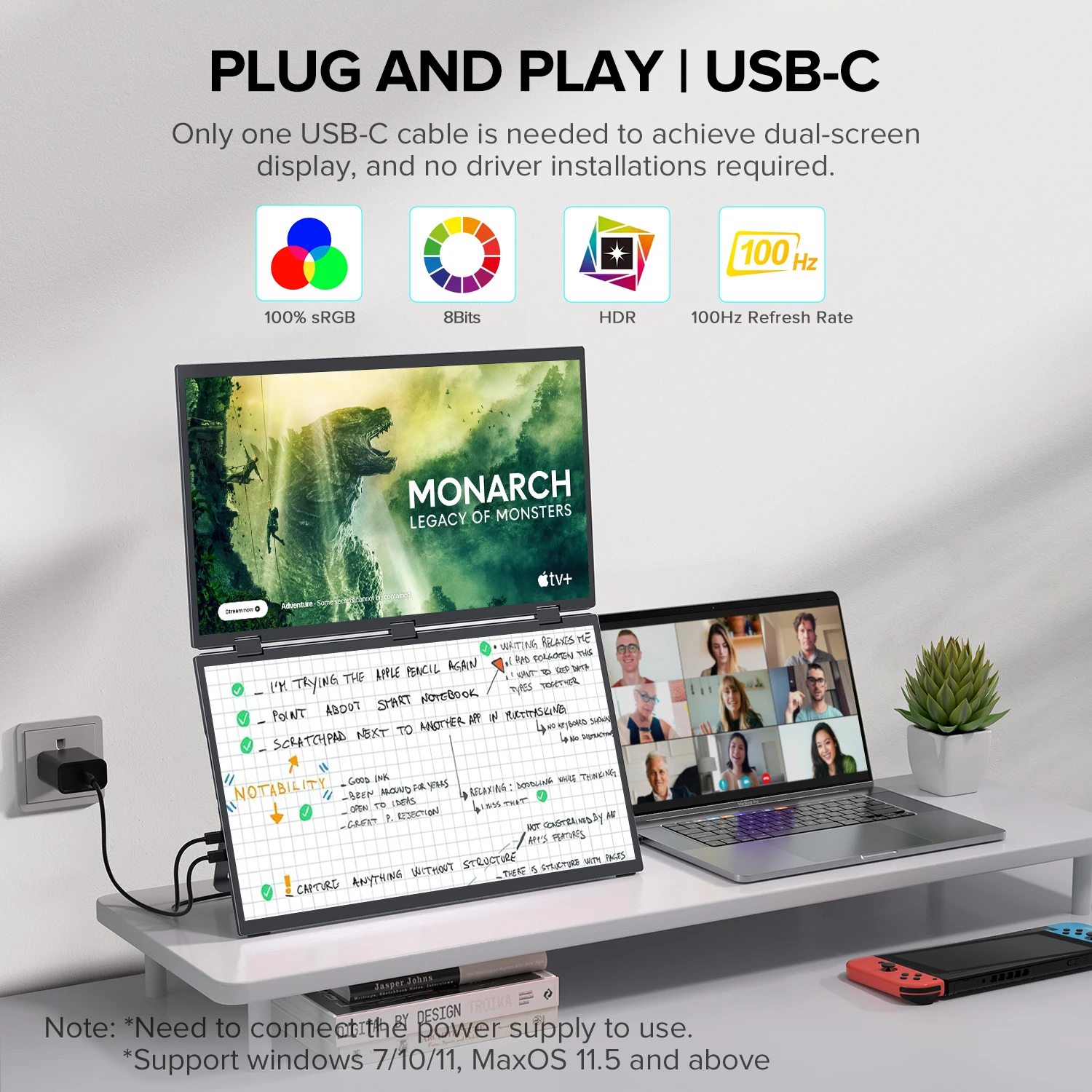 UPERFECT ׷̵ Delta 18.5 100Hz ƮϿ  ޴  1080P HDR 360 ̽ Ʈ PC ȭ  ֿܼ  Ʈ ũ
