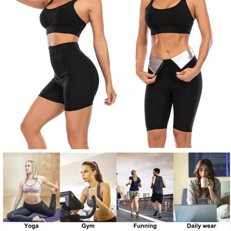 girdles Women Thermo Body Shaper Slimming Pants Silver Coating Weight Loss Waist Trainer Fat Burning Sweat Sauna Capris Leggings Shapers tummy tucker for women