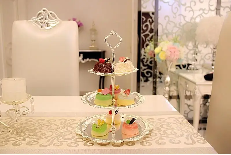 3 Tier Dessert Display Metal Durable European Style Cupcake Stand Fruit Plate for Wedding Party Cake Holder