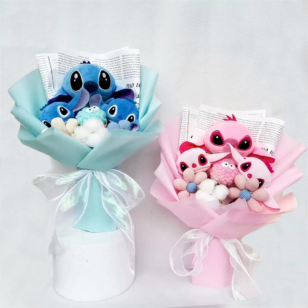 Anime Stitch Flower Bouquet Cartoon Lilo Stitch Peluche Bambola Bouquet Bambini Natale Compleanno Regalo Di Laurea Di San Valentino