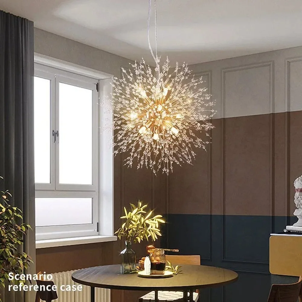 Modern Nordic Minimalist Sky Star Fireball Crystal Pendant LED Lighting Dandelion Restaurant Living Room Pendant Bar Art E27
