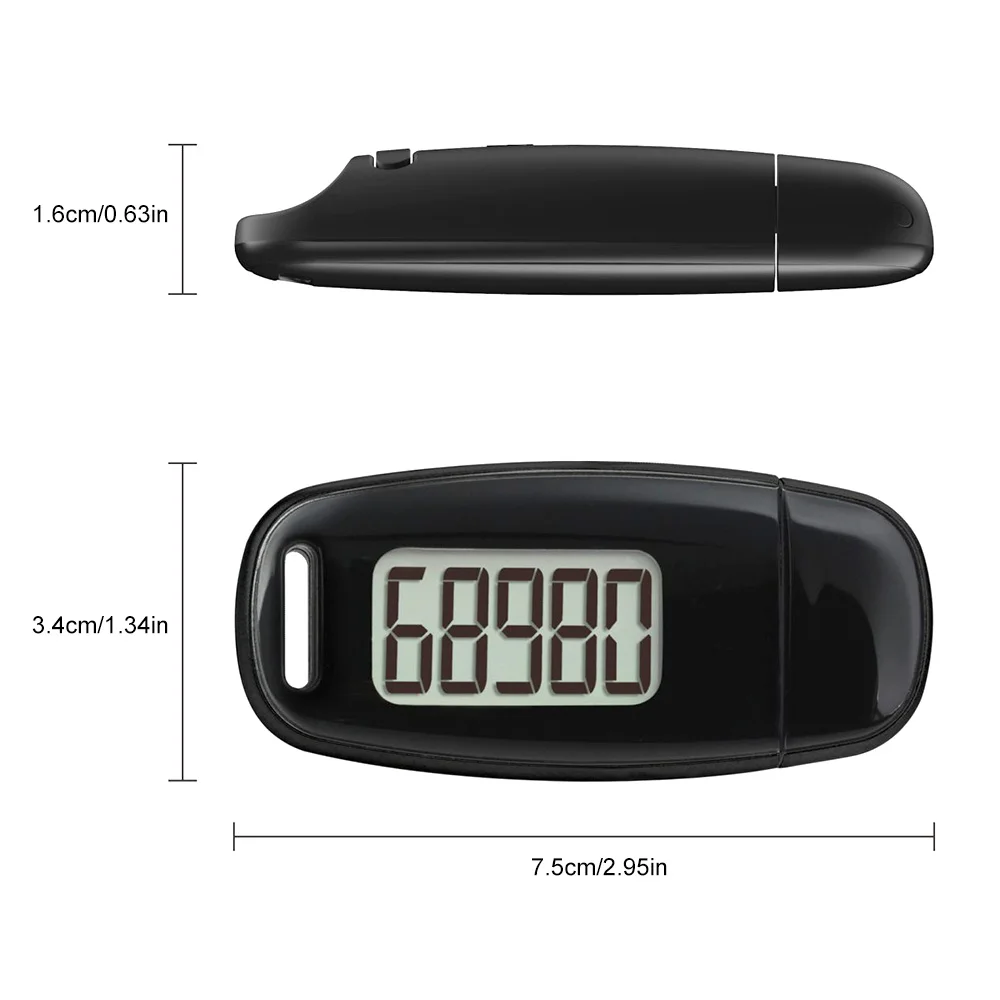 Accurate Fitness Tracker USB Charge Walking 3D Pedometer with Clip and Lanyard for Step Fitness Camping Hiking Sports