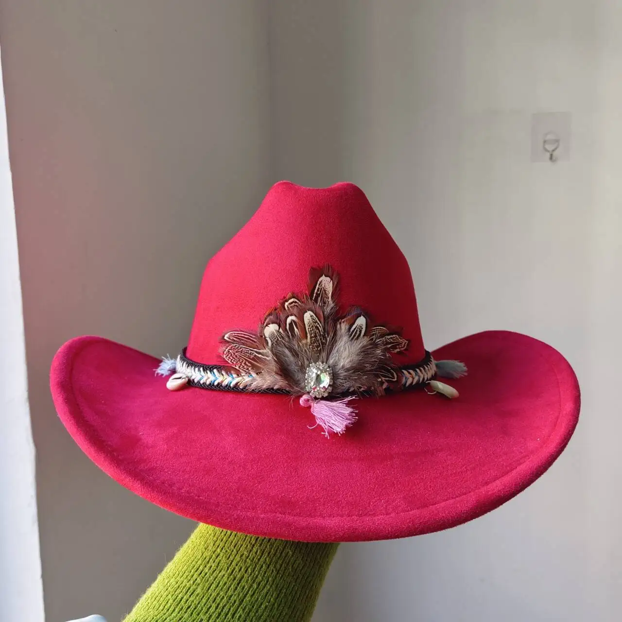 Wildleder hut 9cm Western Cowboyhut Herren Vintage engen Cowboy Jazz Hut Umhang Kirchen hut Sombrero Hombre – Detail 19