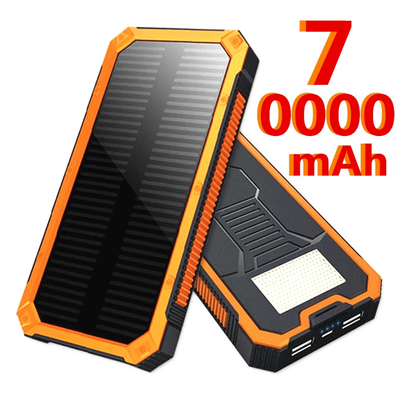 Solar 70000mah Power Bank External Battery 2 USB LED Power Bank Portable Cell Phone Solar Charger for Xiaomi mi iphone 7 8 X top power bank