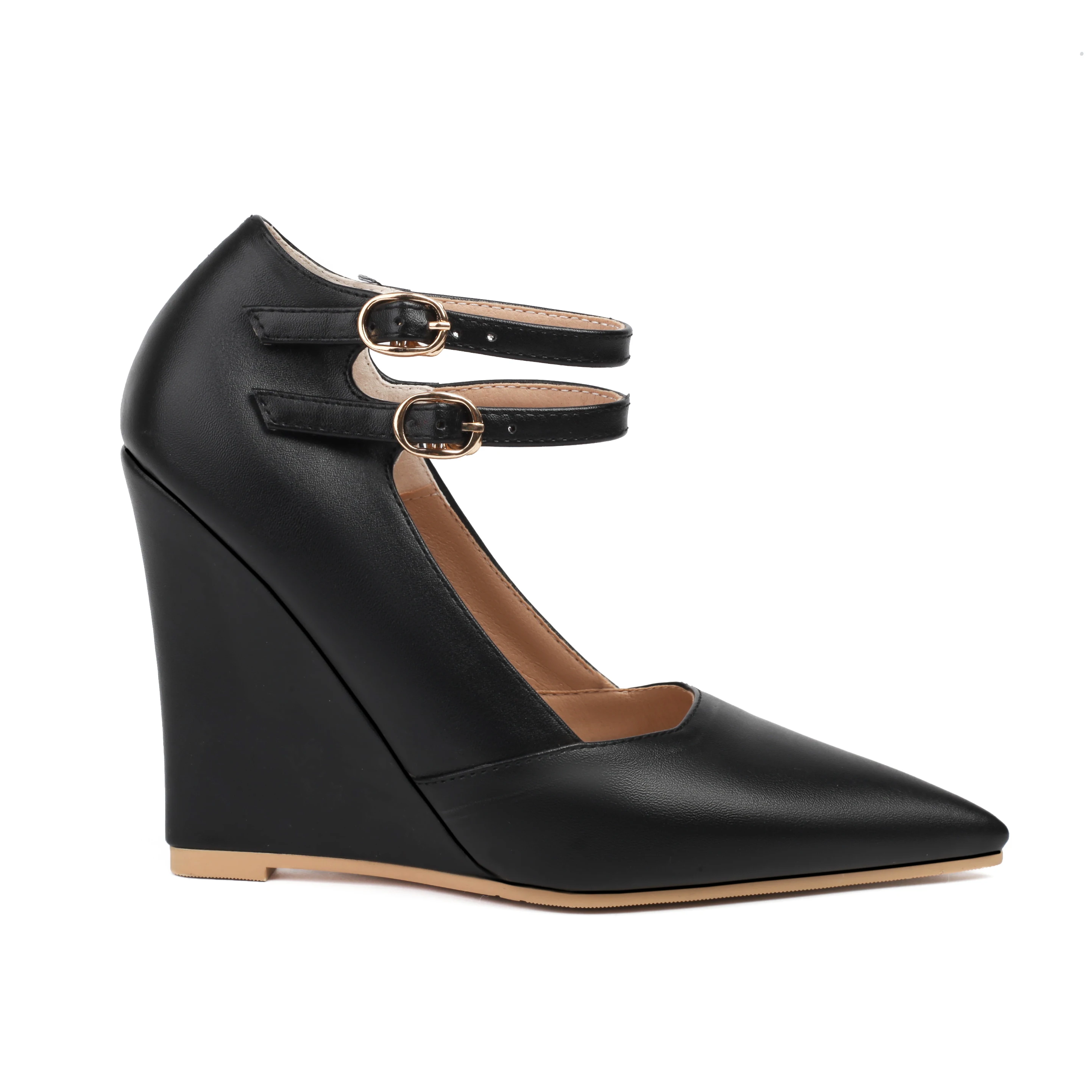 

Women's Mary Janes Pumps Wedges Shoes 2024 Spring Autumn Lightweight Leather Pointed Toe Elegant Black White Red US 4.5-12.5