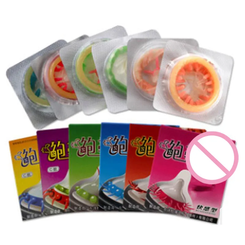 Adult Condoms 6PCS Condoms Adult Sex Products High Sensation Class Female G-spot Vaginal Stimulation Condoms Multi Kind Sophora Viciifolia Set