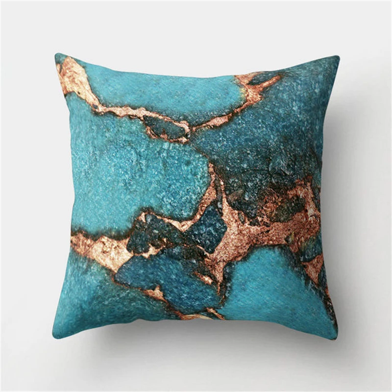 2022 Gold Blue Marble Quicksand Print Cushion Cover Ocean Sea Patter For Wedding Decor Pillowcase Home Decor Party Decor 45x45CM 