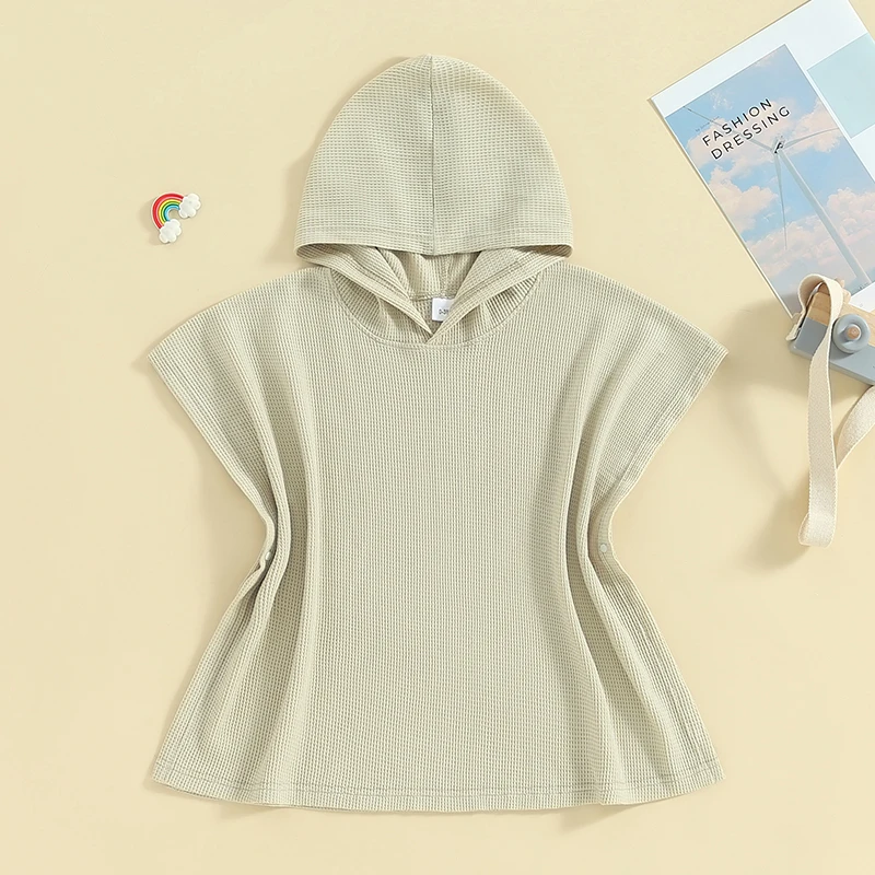 2-10Y Kids Swimwear Cover-ups Solid Color Hooded Beach Towel Bathing Suits Smock Boys Girls Beachwear kids swimsuits
