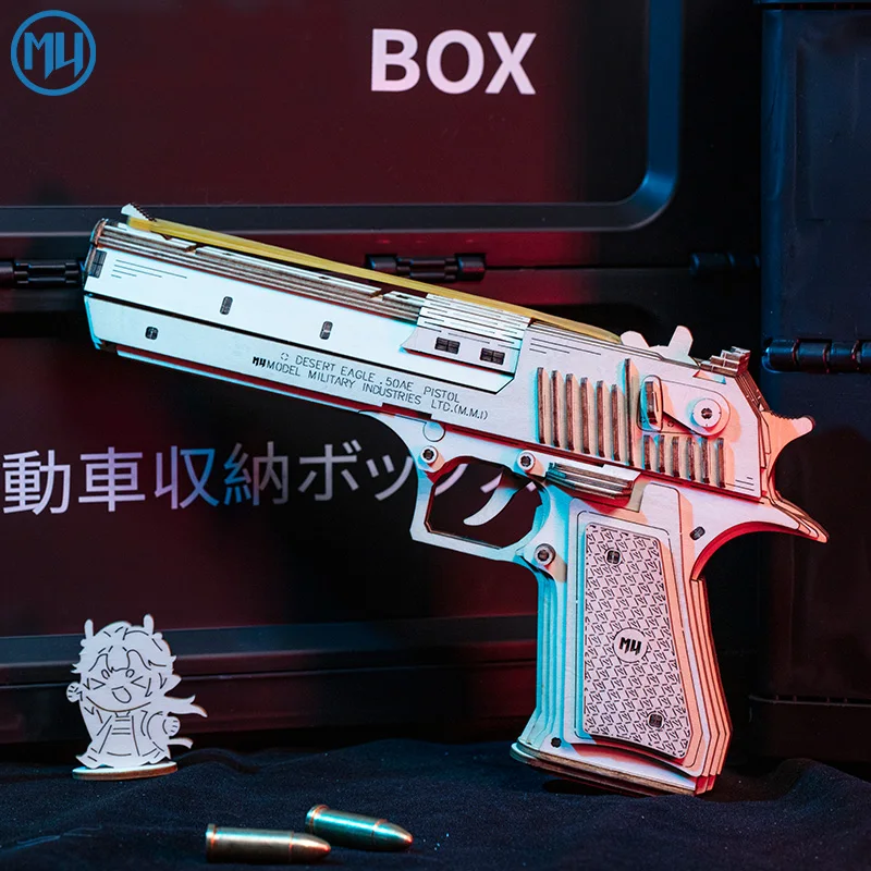 MY Desert Eagle 3D jigsaw puzzle wooden block model simulation rubber band Toy Gun Children Boys 4