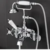 Bathroom Bathtub Faucet Set Brass Wall Mounted American Style Classical Cross Handle Gold Chrome Finished Wall Mounted 4