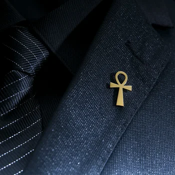 Tangula Ancient Egypt Ankh Brooches Egyptian Cross Amulet Jewelry stainless steel Mens Shirt Suit Lapel Pins Wedding Accessories