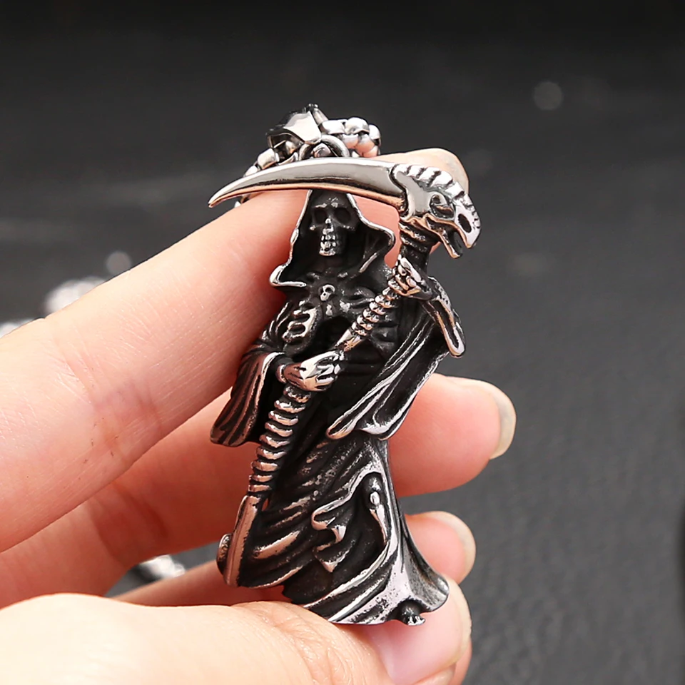 Collana Con Ciondolo Croce Acciaio Inox 60 CM Catena Biker Gotico IN N - Foto 3