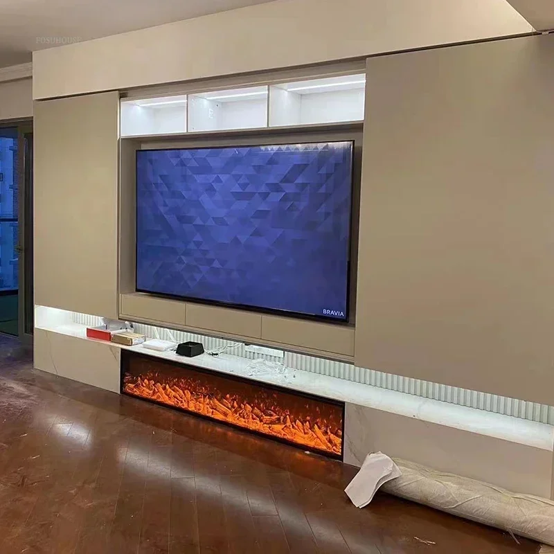Modern Electric Fireplaces Home Decoration Living Room Embedded Fake Fire TV Fireplace Simulated Flame Decorative Cabinet Heater