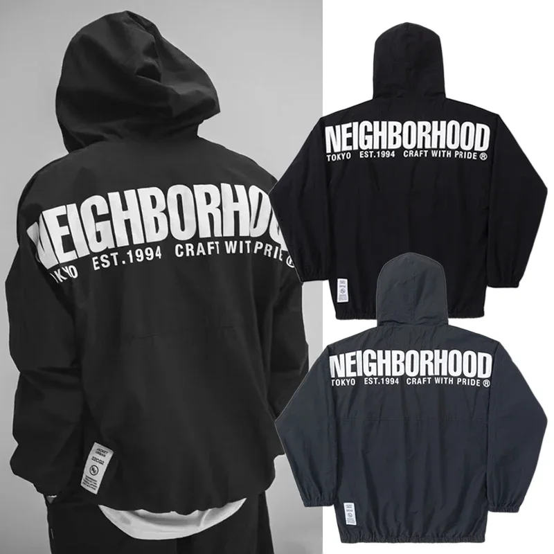 

NBHD Half Zip Hooded Japanese Trendy Outdoor CityBoy Hoodies Functional Windproof and Waterproof Trench Coat