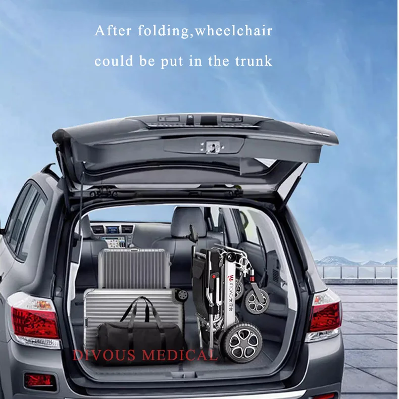 Handicapped Portable Power Wheelchair Outdoor Travel Foldable Disabled Electric Wheelchair