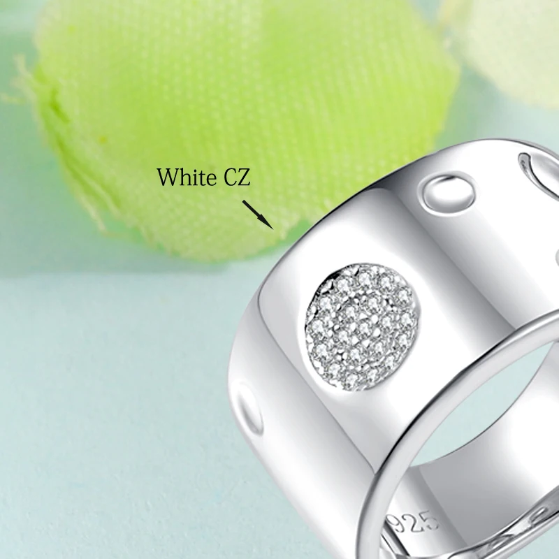 Silver Zircon Wide Ring