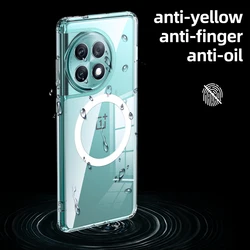 Magsafe Magnetic Wireless Charging Acrylic Case - Translucent Shockproof Cover for Oneplus Ace2 Pro (Transparent)