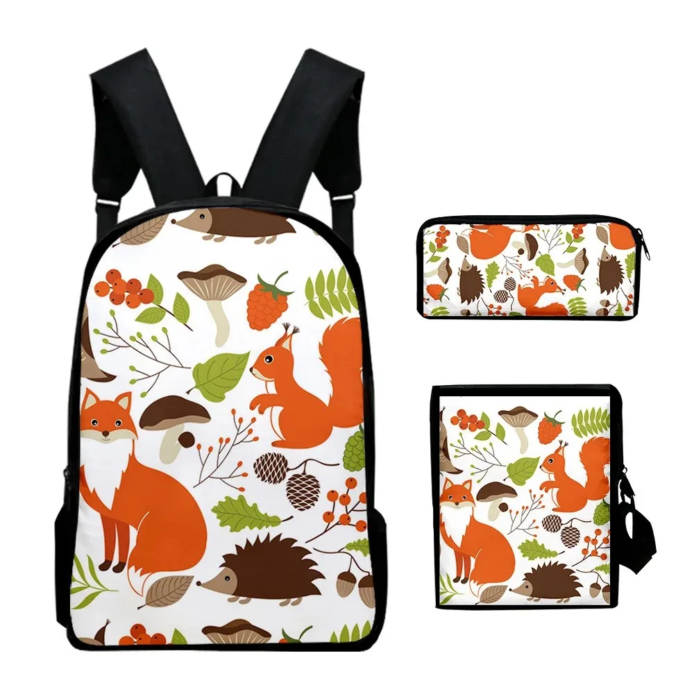 Animal School Backpacks with 3D Animal Print, Laptop Backpack, Tilt Shoulder Bag, Harajuku Pencil Case, Popular, 3PCs per Set