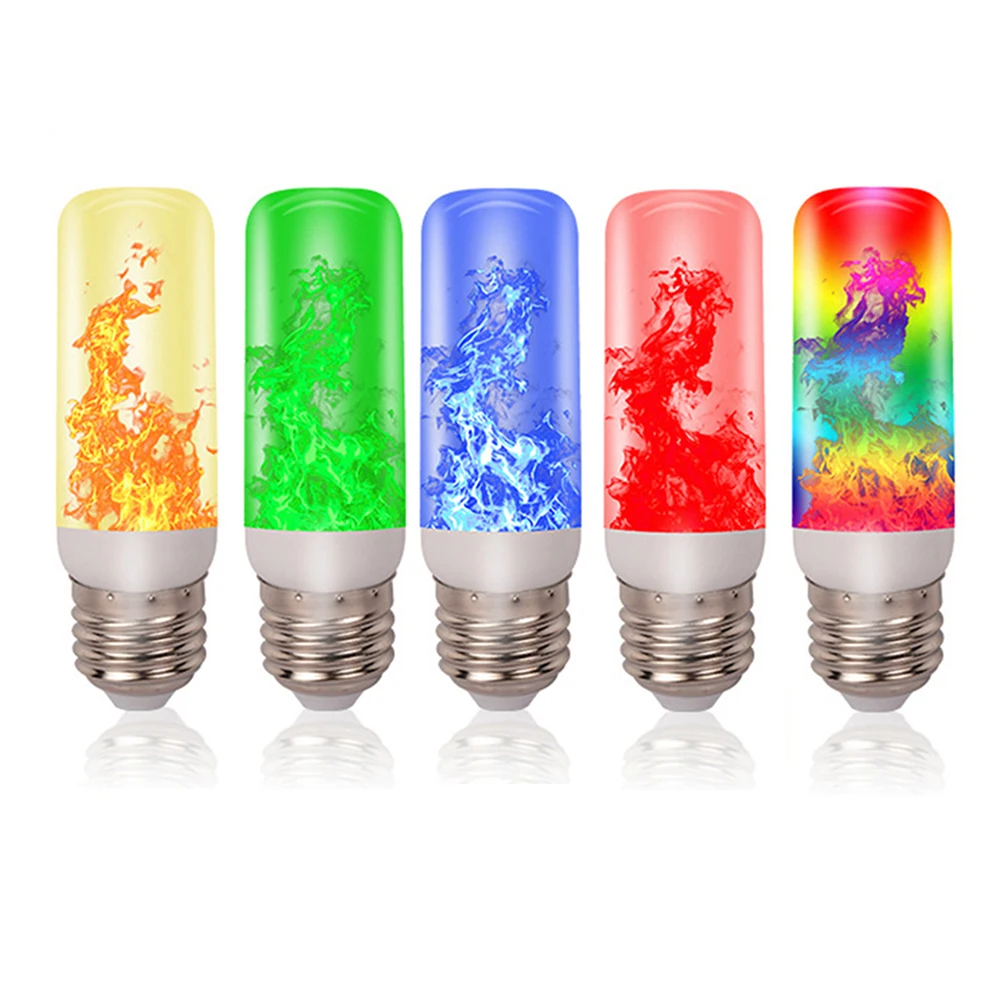 LED Flicker Flame Light Bulb Simulated Burning Fire Effect E27E26 Lamp ...