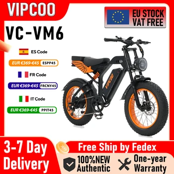 Bicicletta Elettrica VIPCOO VM6 con Motore da 750W, Batteria 48V 18.2AH, Ruote da 20 Pollici, Pneumatici Fat per Tutti i Terreni