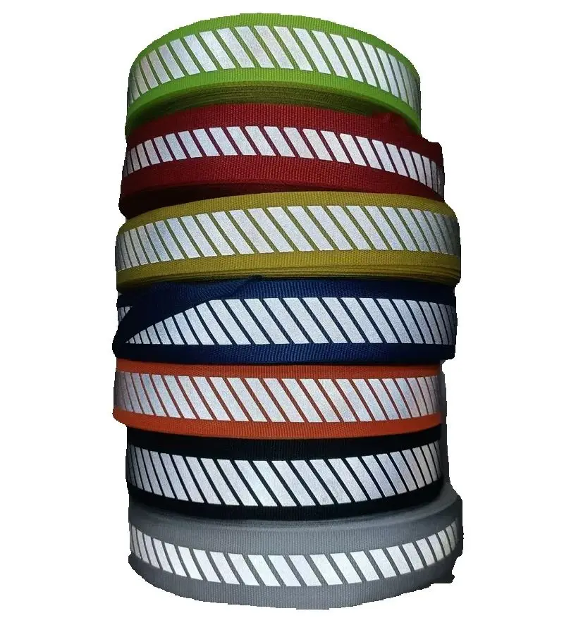 Reflective Tape 1 Inch DIY Reflector Tape Polyester Fluorescent Twill Reflective Webbing Sew On Clothing