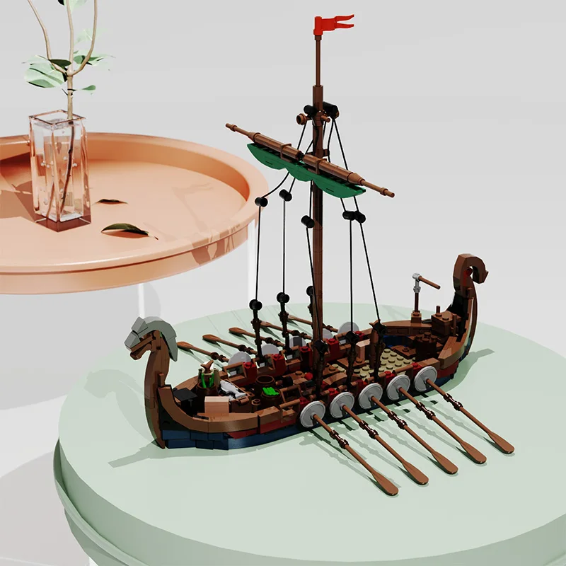 

Buildmoc Ideas Viking Ship Víkingar Pirate Boat Ship MOC Set Building Blocks Kits Toys for Children Kids Gifts Toy 463PCS 31132
