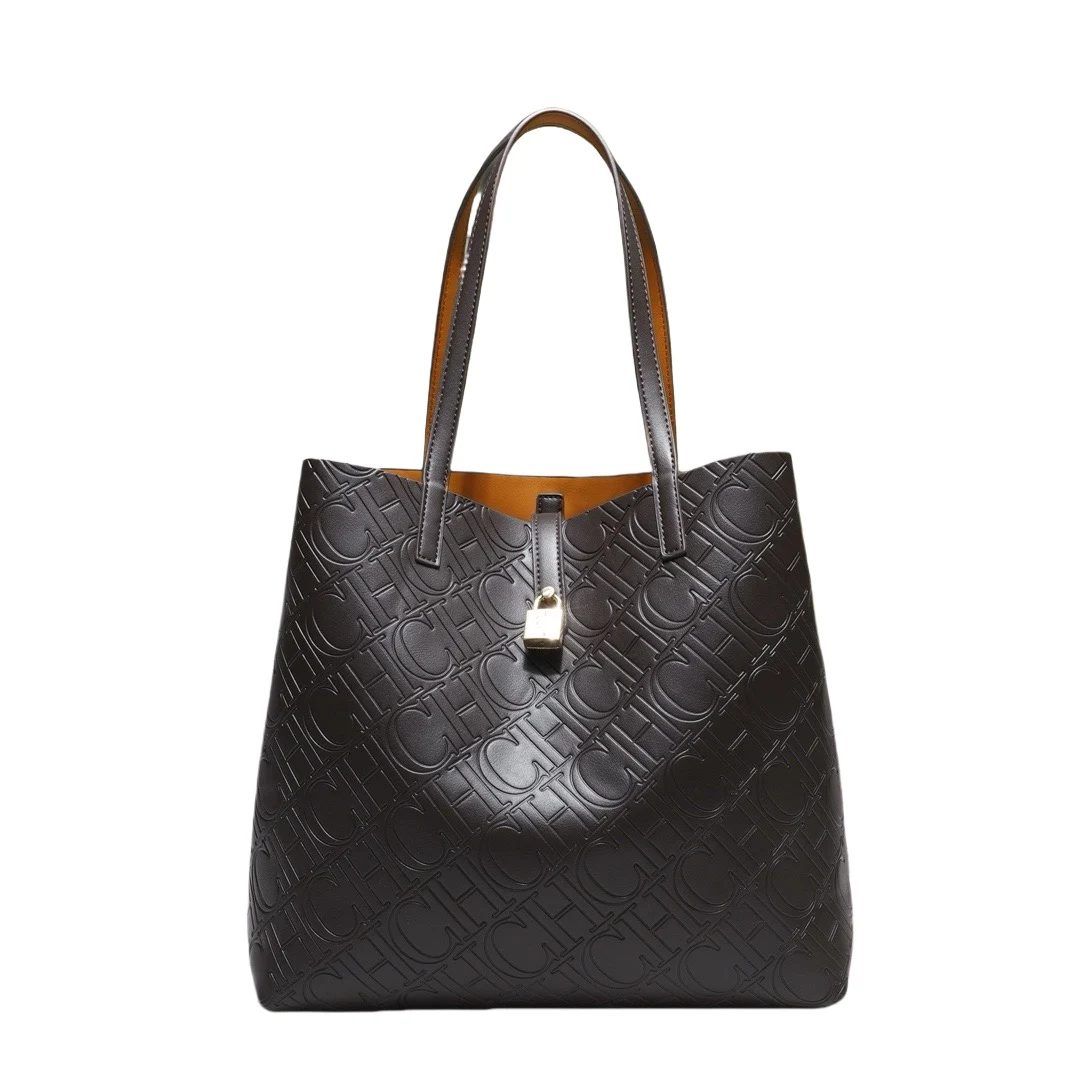 CH خمر لون نقي السيدات دلو حقيبة كلاسيكية فاخرة خط...