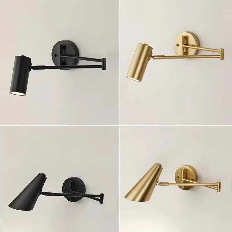 Nordic Simple Single Rocker Arm Hotel Room Studio Bedroom Study Form Reading Folding Telescopic Wall Light