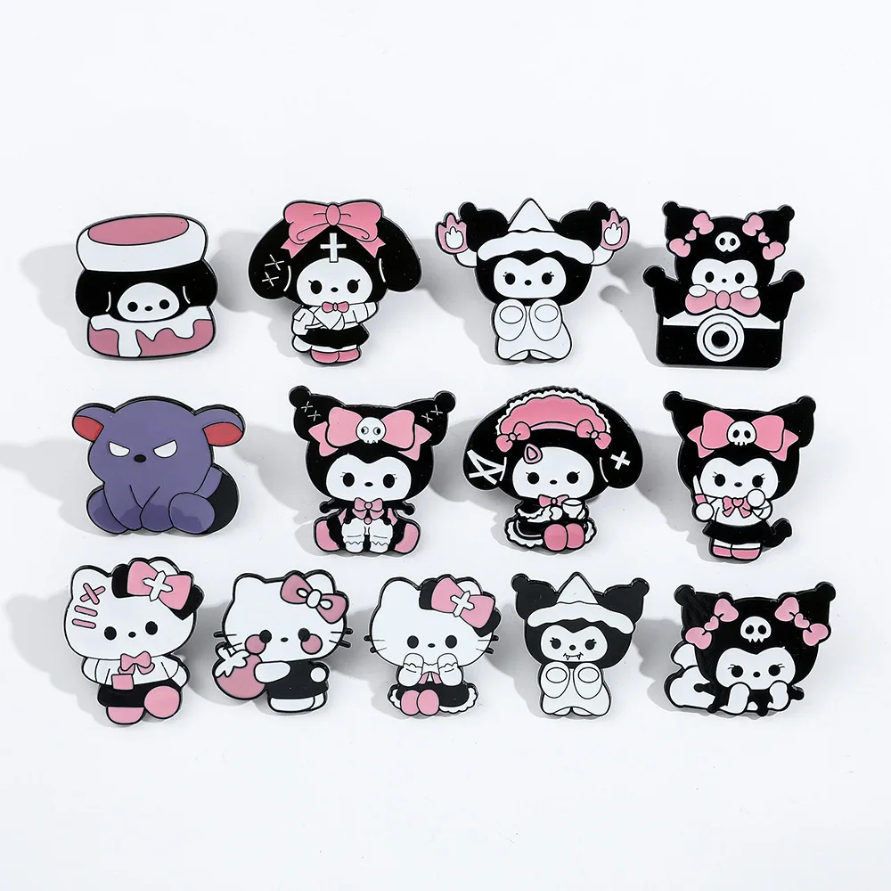 

Sanrio Kuromi Hello Kitty Brooch Cartoon Kawaii Enamel Lapel Badge Pins Fashion Backpack Accessories for Girls Boys Gifts