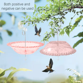 Hanging Bird Bathtub Feeder for Outdoor Decoration, Transparent Outdoor Bird Drinking Bowl with Hook and Chain, Hanging Water Feeding Tray for Garden Courtyard Lawn Terrace to Attract Birds, Ideal Bird Food Dispenser Gift for Birds 6
