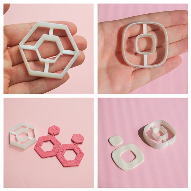 Pottery Tools Clay Tools Clay Accessory Clay Cutters Soft Pottery Earrings Cutting Die Geometry 3D Printing Hollow PLA Mould DIY French Earring Jewelry Pendant Making Tool