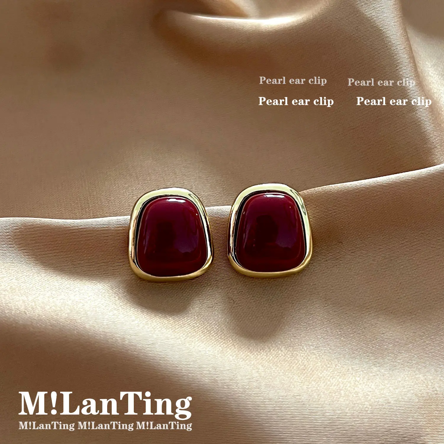 Ear Clip Earrings Clip Earrings Ear Clip Ear Accessories Vintage Red Women's Fashion High-grade Light Luxury