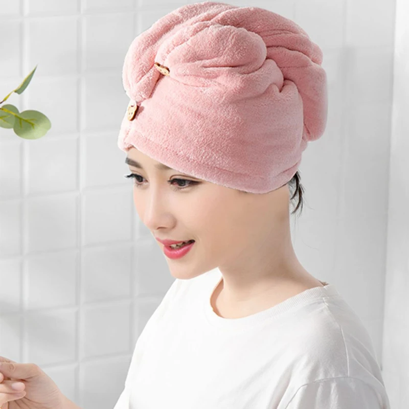 

Hair Drying Hat Quick-dry Hair Towel Cap Coral Fleece Microfiber Towel Cap Super Absorption Turban Hair Dry Cap