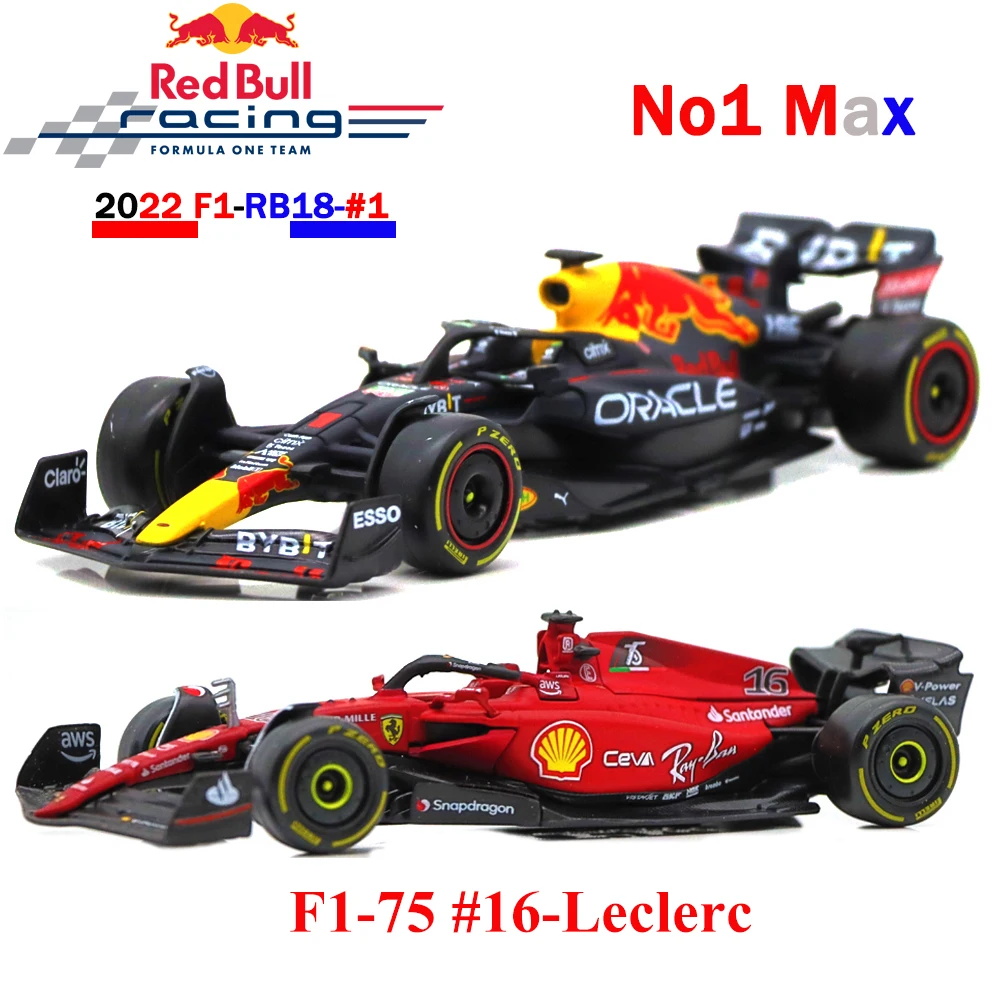 Bburago 2022 F1 Red Bull RB18 #1 Max Ferrari #16 Leclerc Racing Cars 1:43 Alloy Car Model Toys Gifts For Children Adults bburago 1 43 2023 f1 ferrari sf23 racing cars model charles leclerc alloy diecast cars toys display box for adults