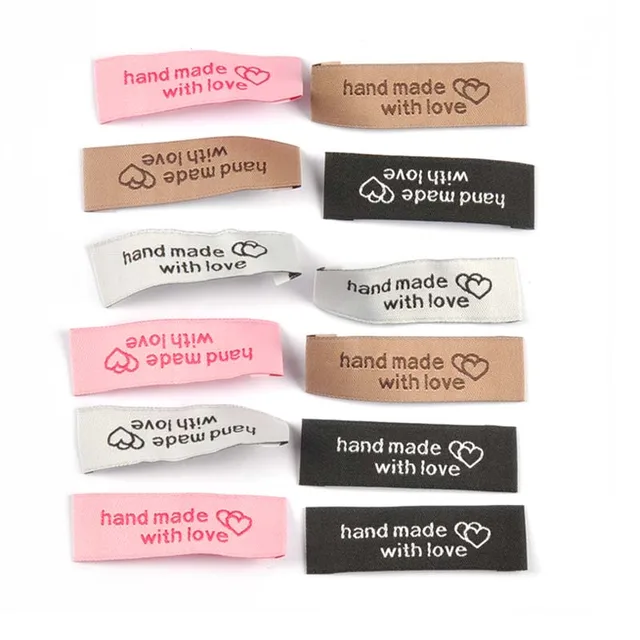 Etichette Tessuto Handmade 40 Pezzi - Per Cucire Su Vestiti Fai Da Te, Modello Beige Mix 4 - Foto 3