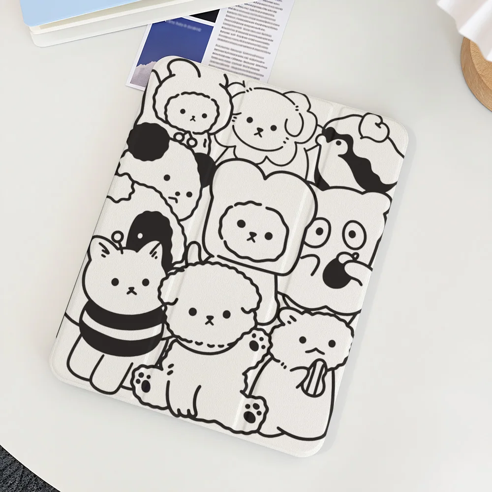 Artistic 360° Rotatable Tri-Fold Tablet Cover - Black & White Animal Collection