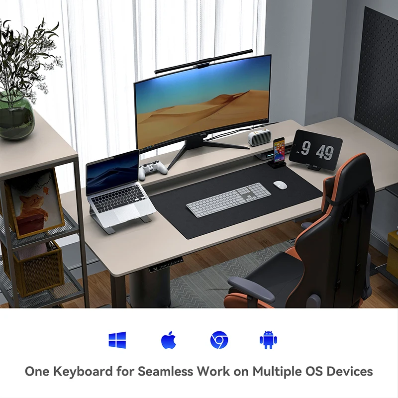 Ausdom Branco Sofkeys4 sem Fio Bluetooth Modo Duplo Zona Chave Teclado Escritório Teclado em Casa Silencioso 110 Teclas para Computador pc Ipad - Imagem 6