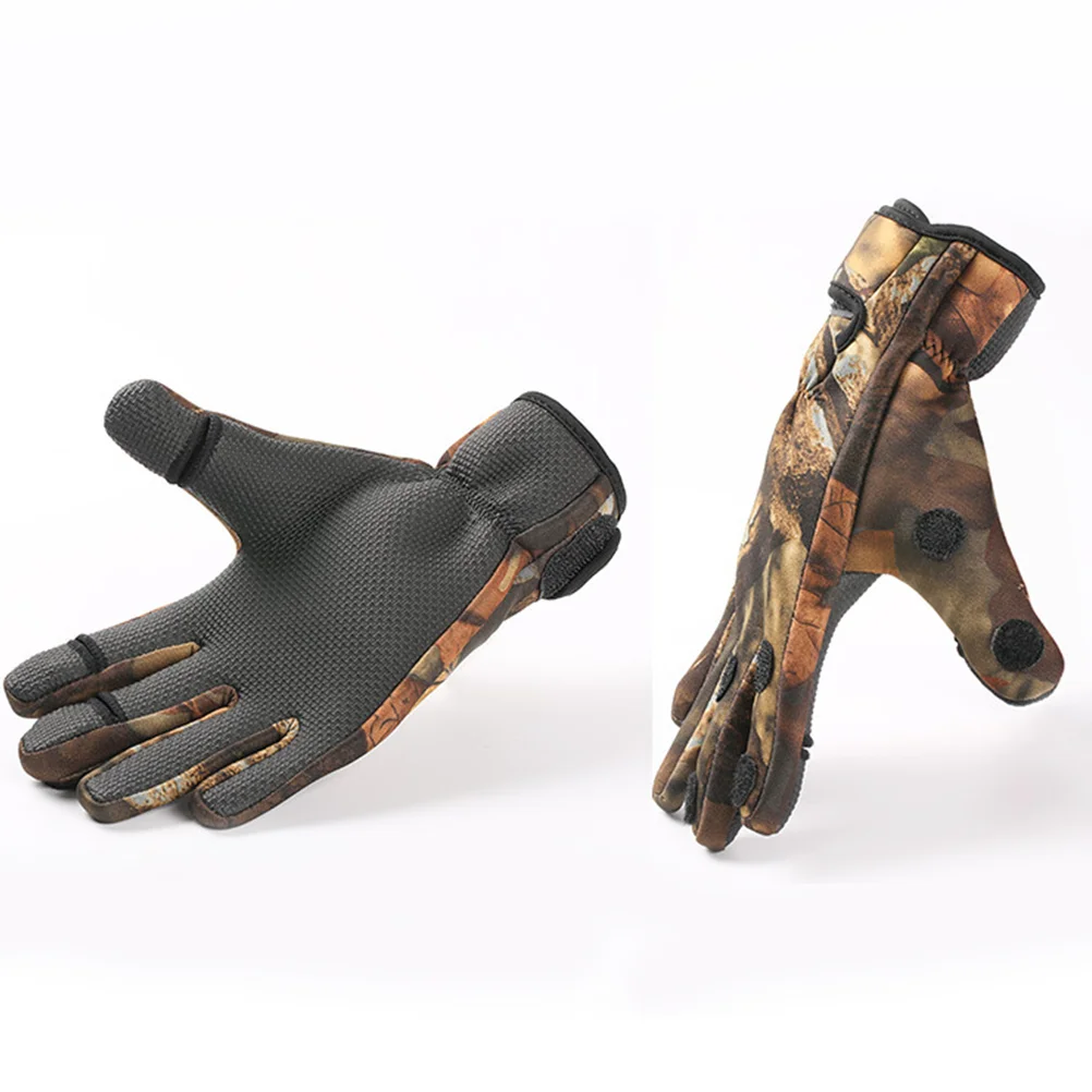 

Touchscreen Gloves Windproof for Outdoor Camouflage Anti-slip Fishing 3-finger Exposure