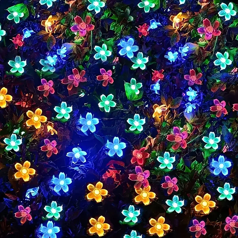 10/30/50LED Battery Powered Cherry Blossom String Lights Fairy Crystal Flowers Lighting Strings Waterproof Lamps Home Decoration