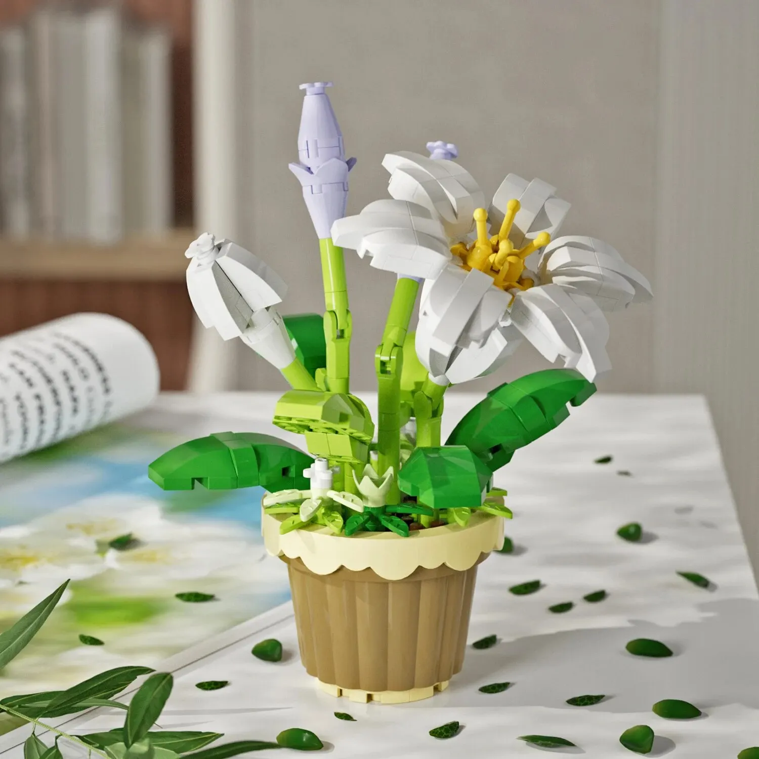 Building Blocks Construction Blocks Potted Building Blocks Simulate Succulent Flower Bouquets Creative Puzzle Block Toys Eternal Flowers Home Decoration