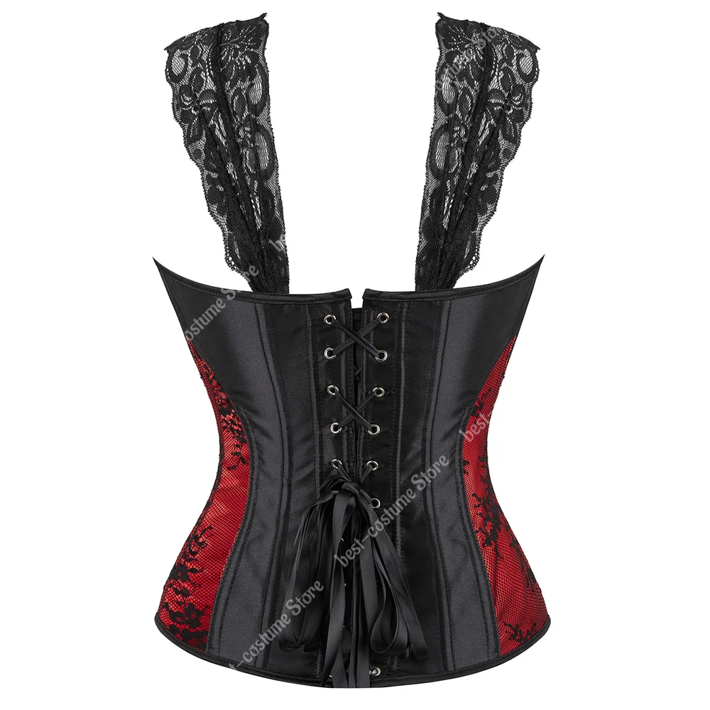 Victorian Corsets for Women Bustier Corset with straps Zipper Goth Corset Top Plus Size Red Black Bustier Tank Top