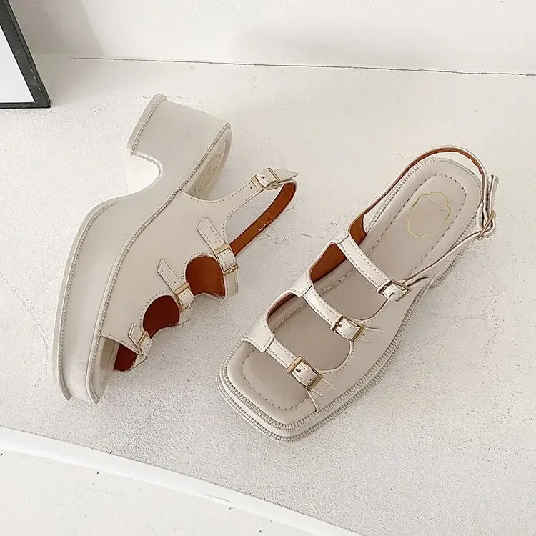 Ladies High Heels Summer Women's Shoes Wedge Sandals Open Toe Shallow Solid Color Buckle Casual women sandals wedge sandals women high heels comfortable sandals