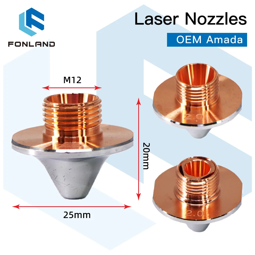 Fonland Oem Amada Ugelli A Singolo/Doppio Strato Dia.25Mm H20 M12 Calibro 0.8-4.0Mm Per Testa Di Taglio Laser A Fibra