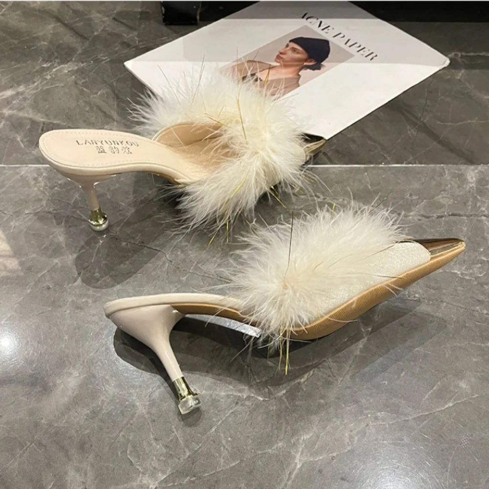 GG High Heels Half Slippers White main image 0